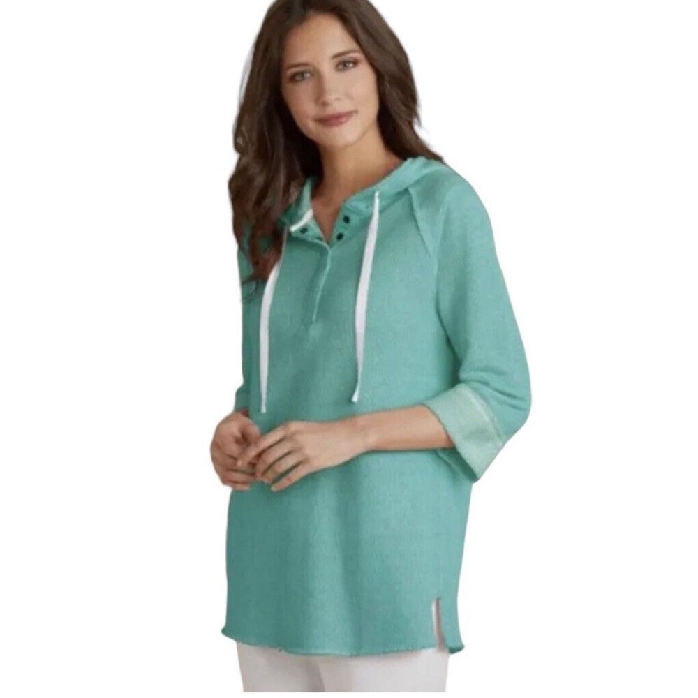 SOFT SURROUNDINGS‎ Just Beachy Pullover in Aqua Heather in women’s small